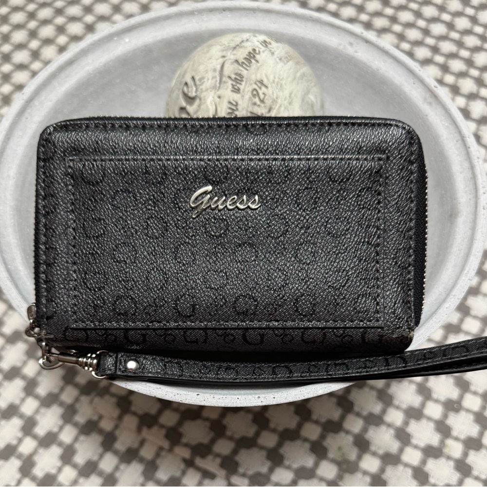 Guess Black Wallet with Wrist Strap